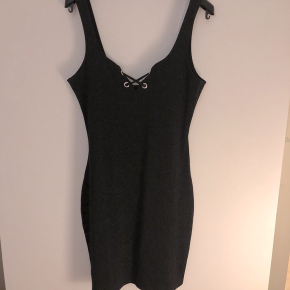 Zara Black shimmery lace up mini dress - Picture 8 of 11